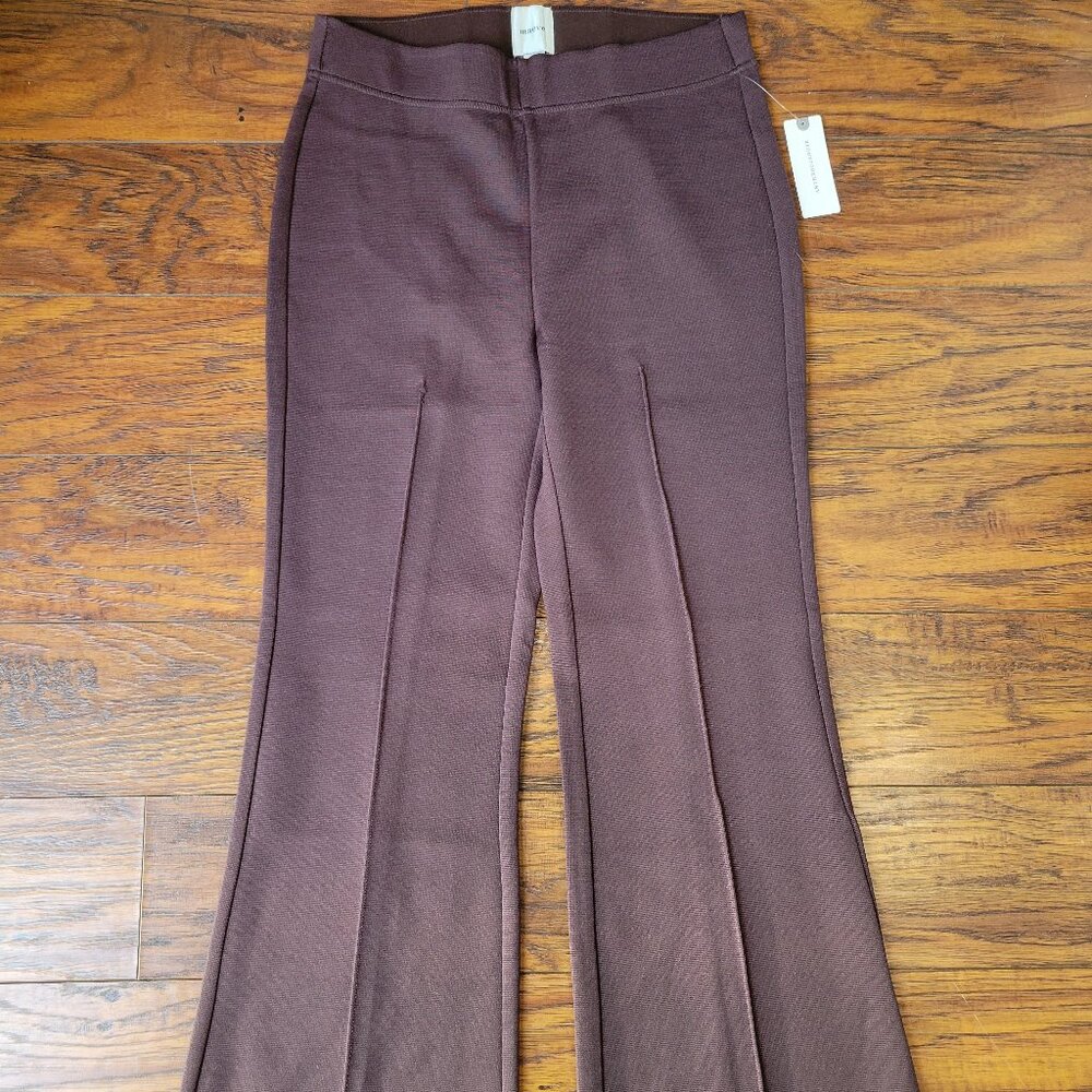 Anthropologie MAEVE Brown Soft-Knit Front Seam Flared Pants sz XS NWT Business